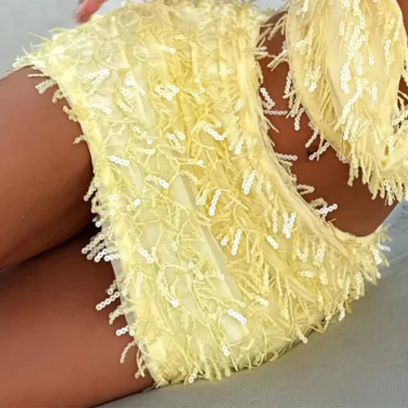 SEQUINED HALTER SKIRT SET