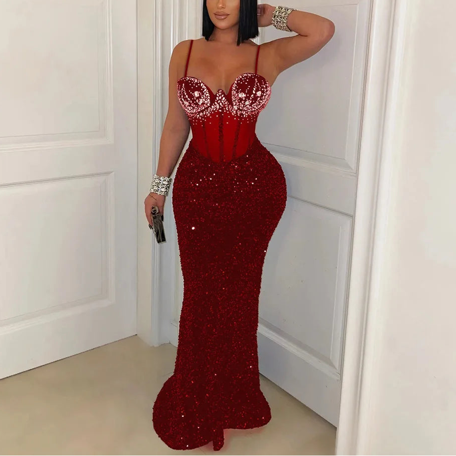 VELVET DIAMOND MAXI DRESS