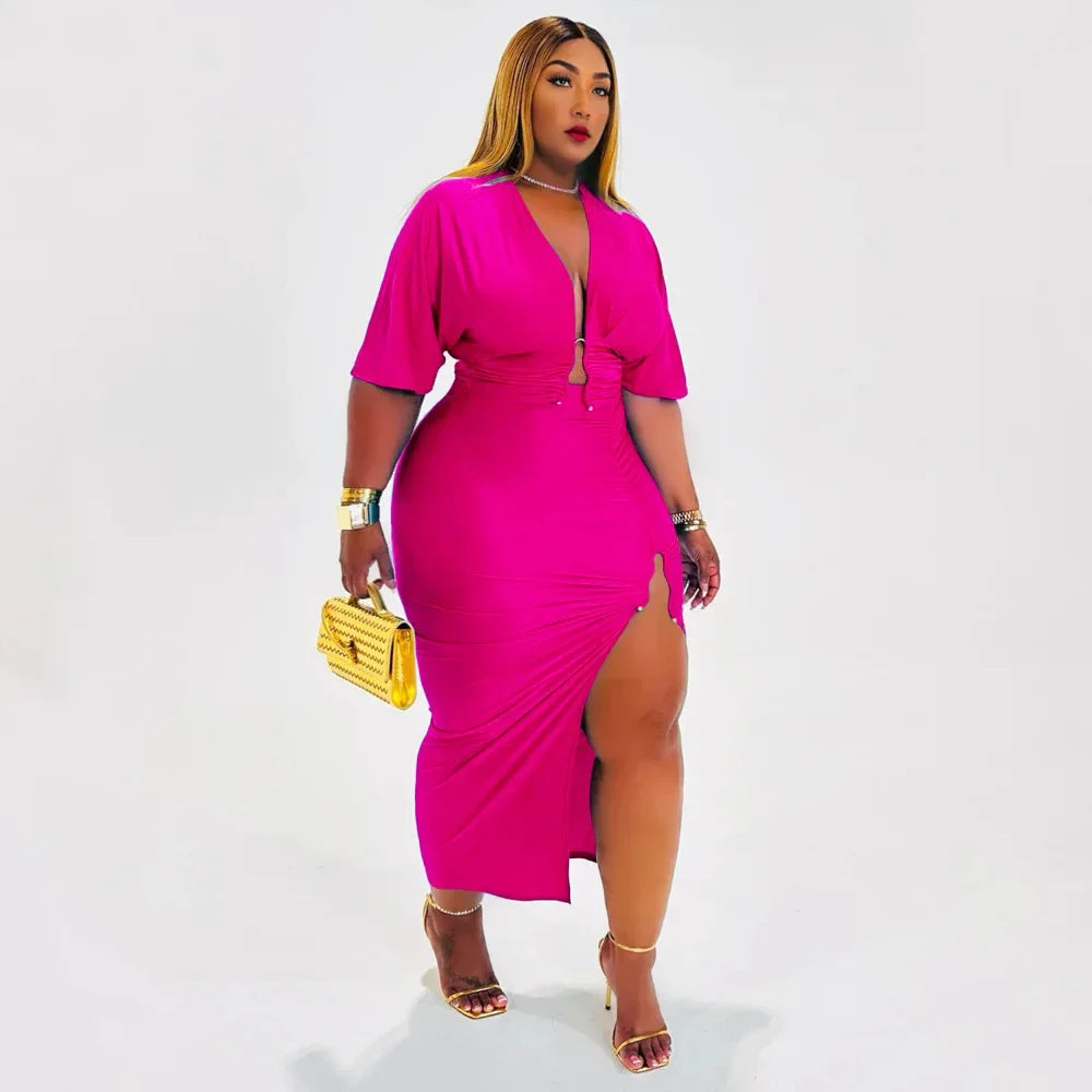 CITY GYAL PLUS CURVY 2 PC SKIRT SET WITH SPLIT