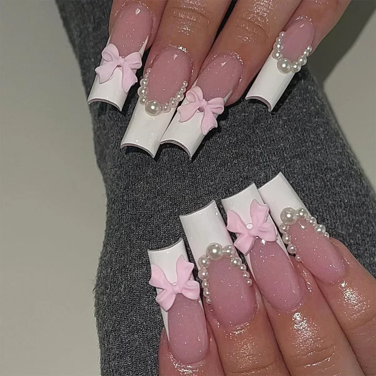 24 PCS SHIMMER LONG LUXURY PRESS ON NAILS
