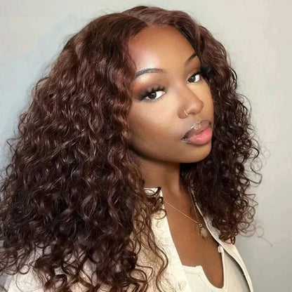 COCOA BROWN WATER WAVE SHORT PRE-PLUCKED UNIT