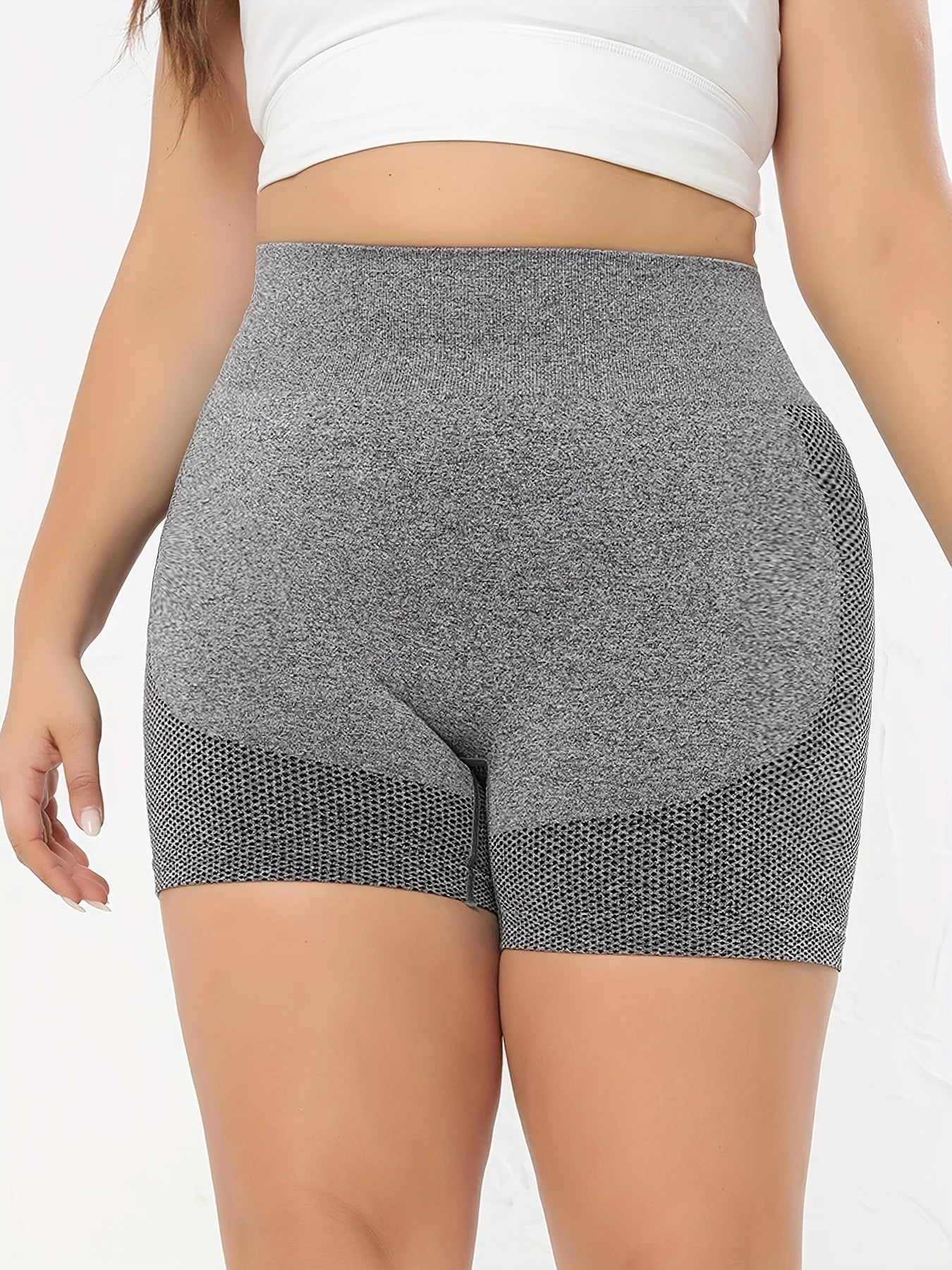 Plus Size Women's High Waist Running Fitness Yoga Shorts