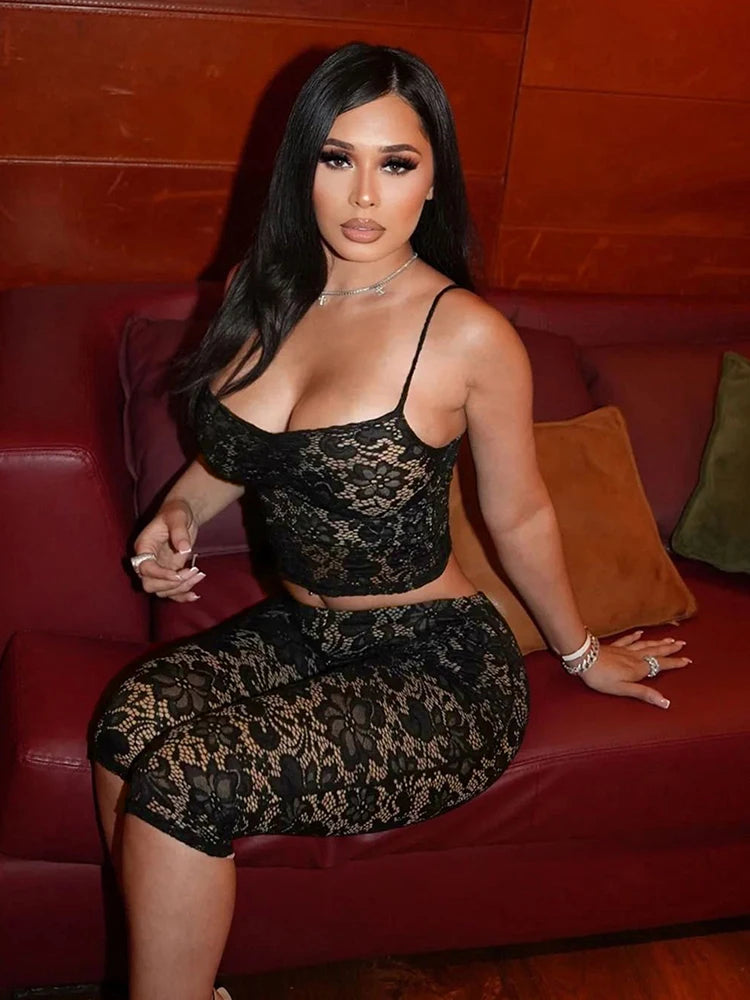 MESH LACE 2 PC PANTS SET