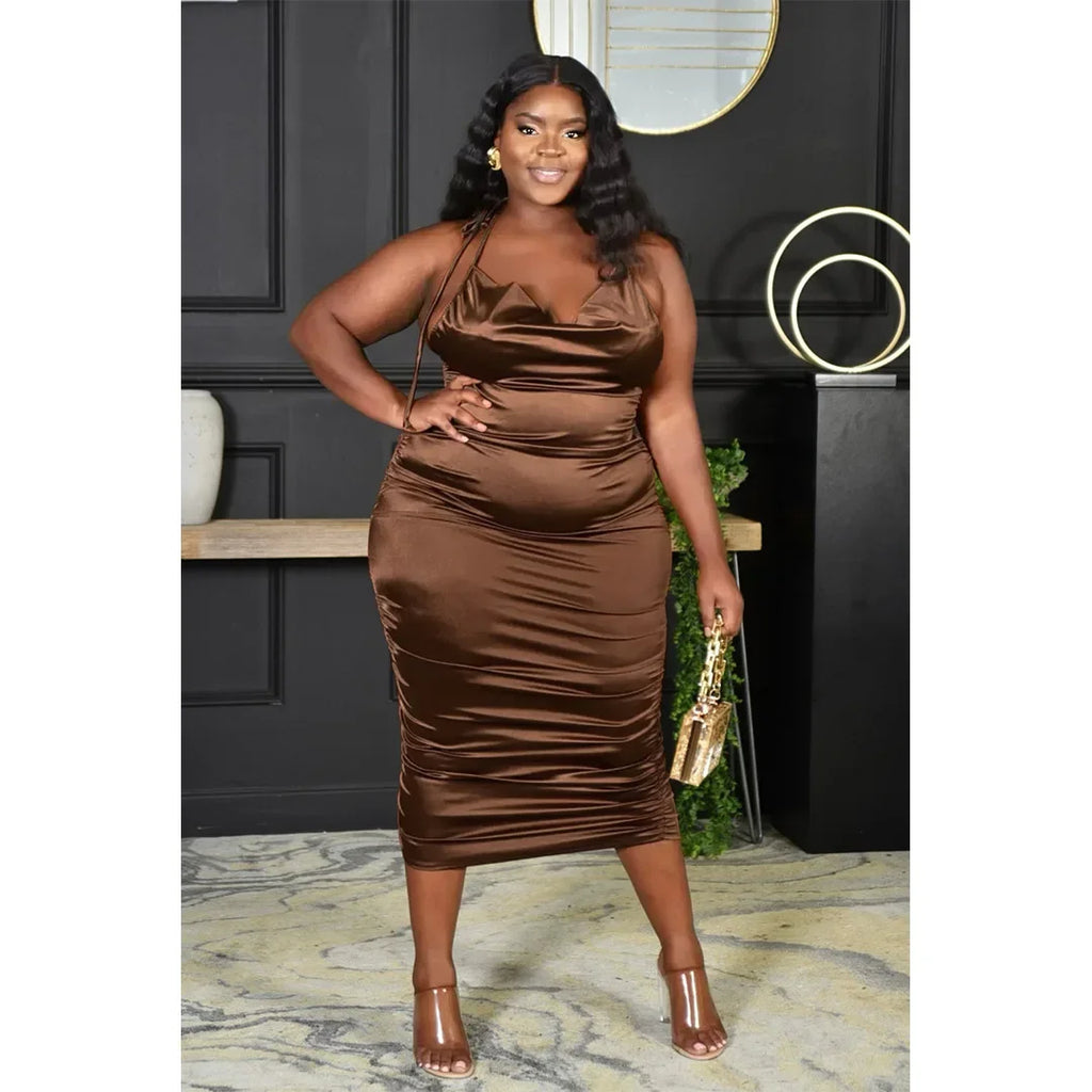 SATIN BEAUTY PLUS CURVY DRESS