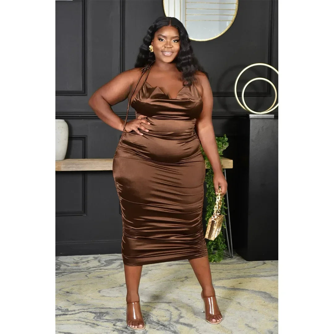 SATIN BEAUTY PLUS CURVY DRESS