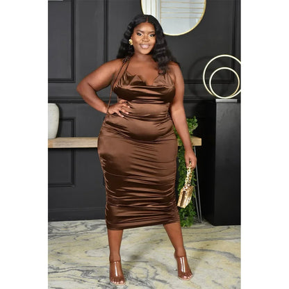 SATIN BEAUTY PLUS CURVY DRESS