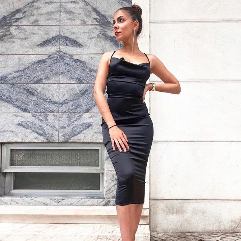 SEXY SATIN LACE UP DRESS
