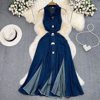 DENIM HIGH WAIST SUMMER DRESS