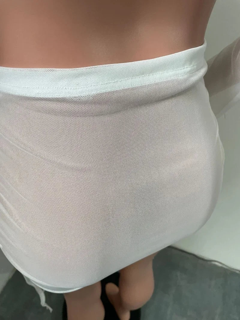 Bandage Mesh Two Piece Skirt Set