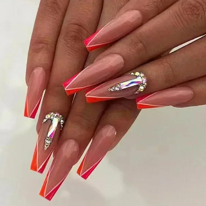 24 PCS SHIMMER LONG LUXURY PRESS ON NAILS