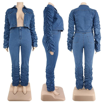 PLUS CURVY DENIM SET