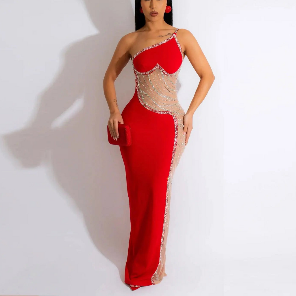 MESH PATCHWORK MAXI DRESS