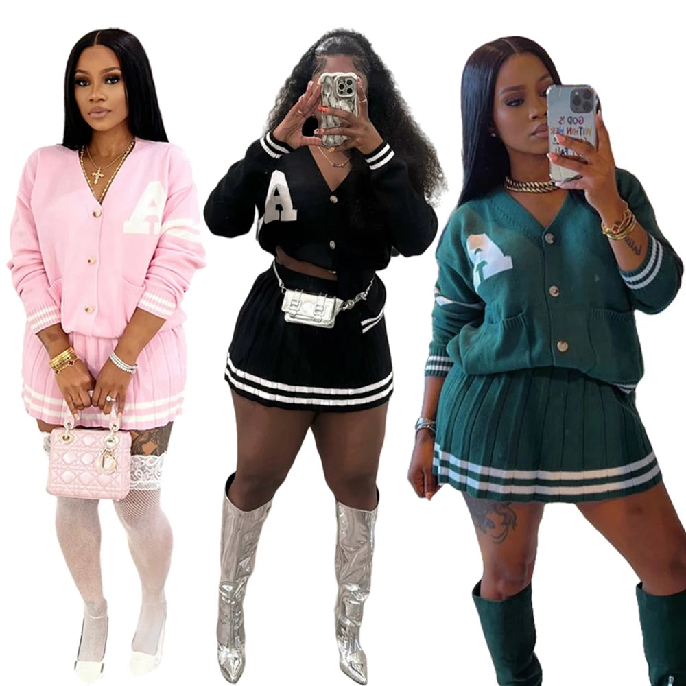 LETTERMAN PLEATED SKIRT AND JACK TWO PIECE SET