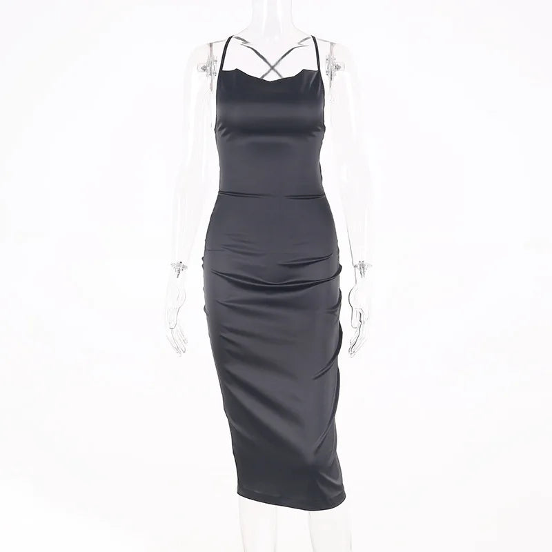 SEXY SATIN LACE UP DRESS