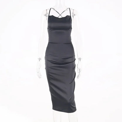 SEXY SATIN LACE UP DRESS