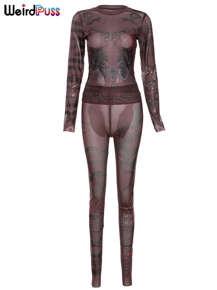 CLASSIC DRAGON PRINT MESH 2 PC SET