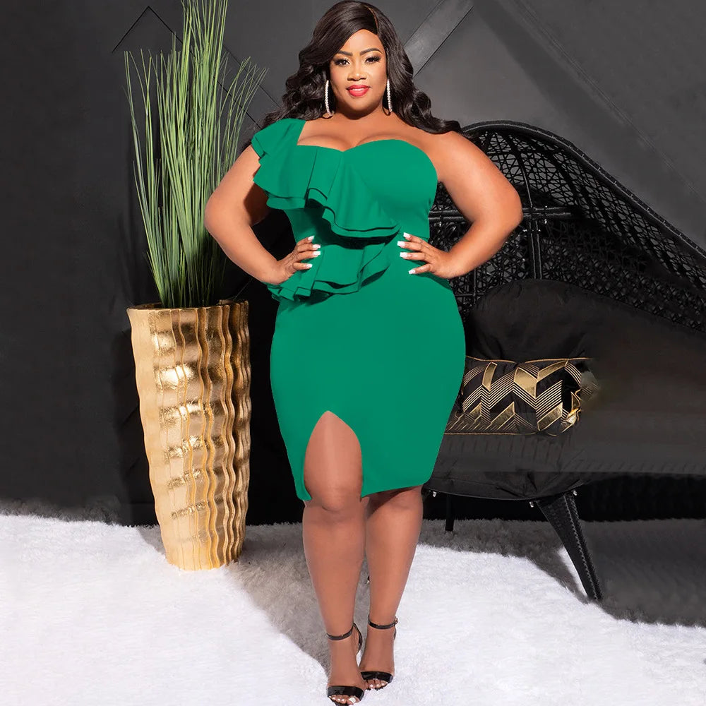 RUFFLED PLUS SIZE CURVY DRESS