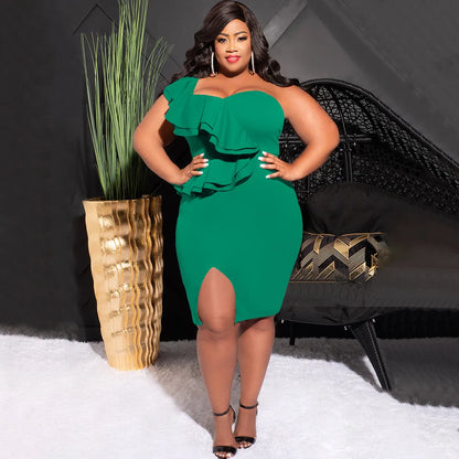 RUFFLED PLUS SIZE CURVY DRESS