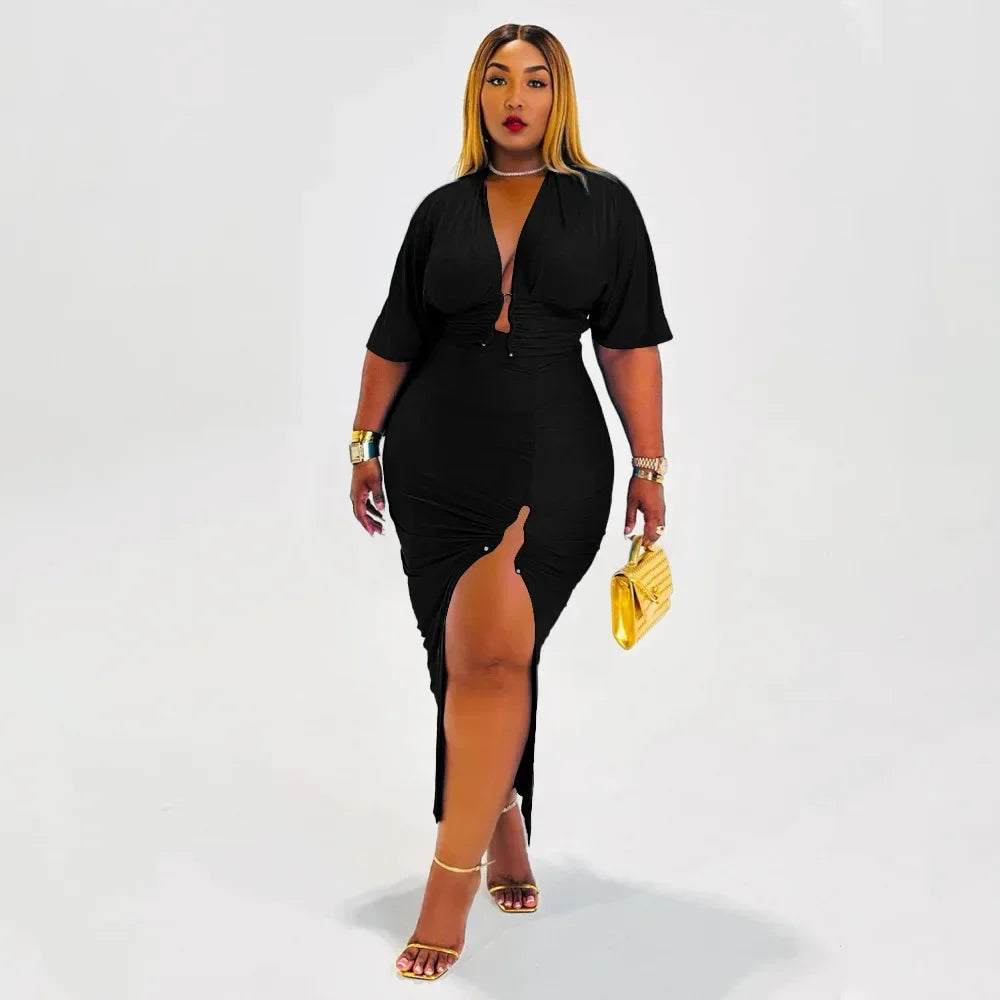 CITY GYAL PLUS CURVY 2 PC SKIRT SET WITH SPLIT