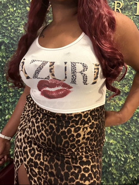AZURI LEOPARD PRINT SKIRT SET