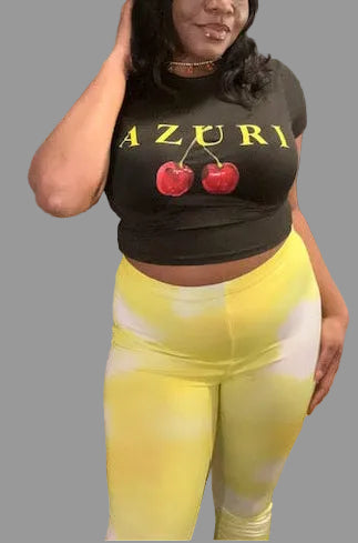 AZURI CHERRY CROP TOP 2 PIECE PANTS SET