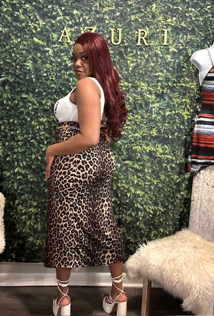 AZURI LEOPARD PRINT SKIRT SET