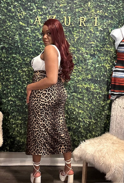 AZURI LEOPARD PRINT SKIRT SET